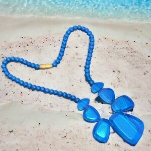 Ocean Blue Neoprene Silicone Rubber Beaded Necklace
